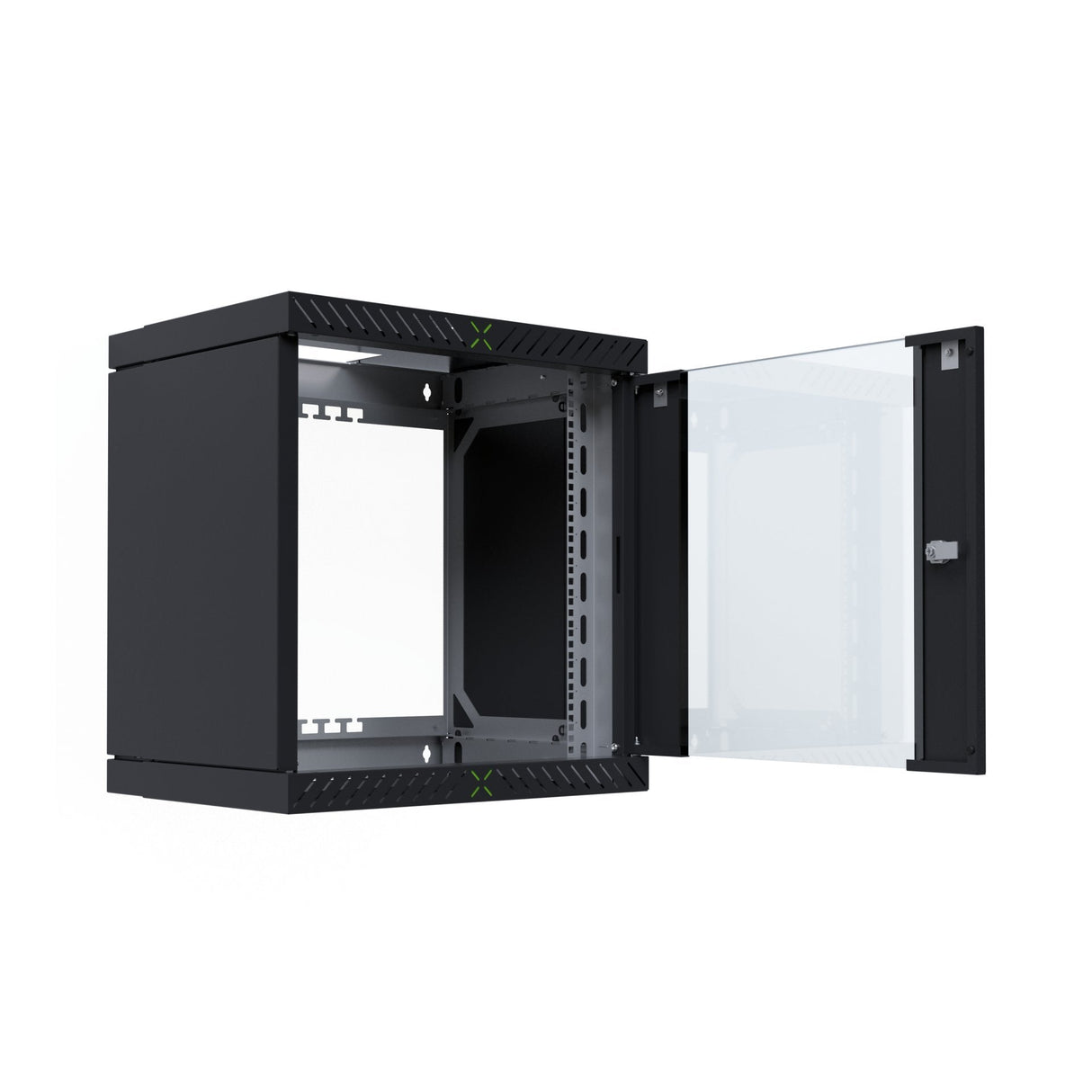 Armario De Pared X-Rack De 19" Con Puerta De Vidrio De 400-600 Mm, 12u, Color Negro.