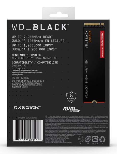 EAN 0718037903118 - SanDisk Black WD_BLACK SN850X NVMe 8 TB M.2 PCI Express 4.0 imagen 8