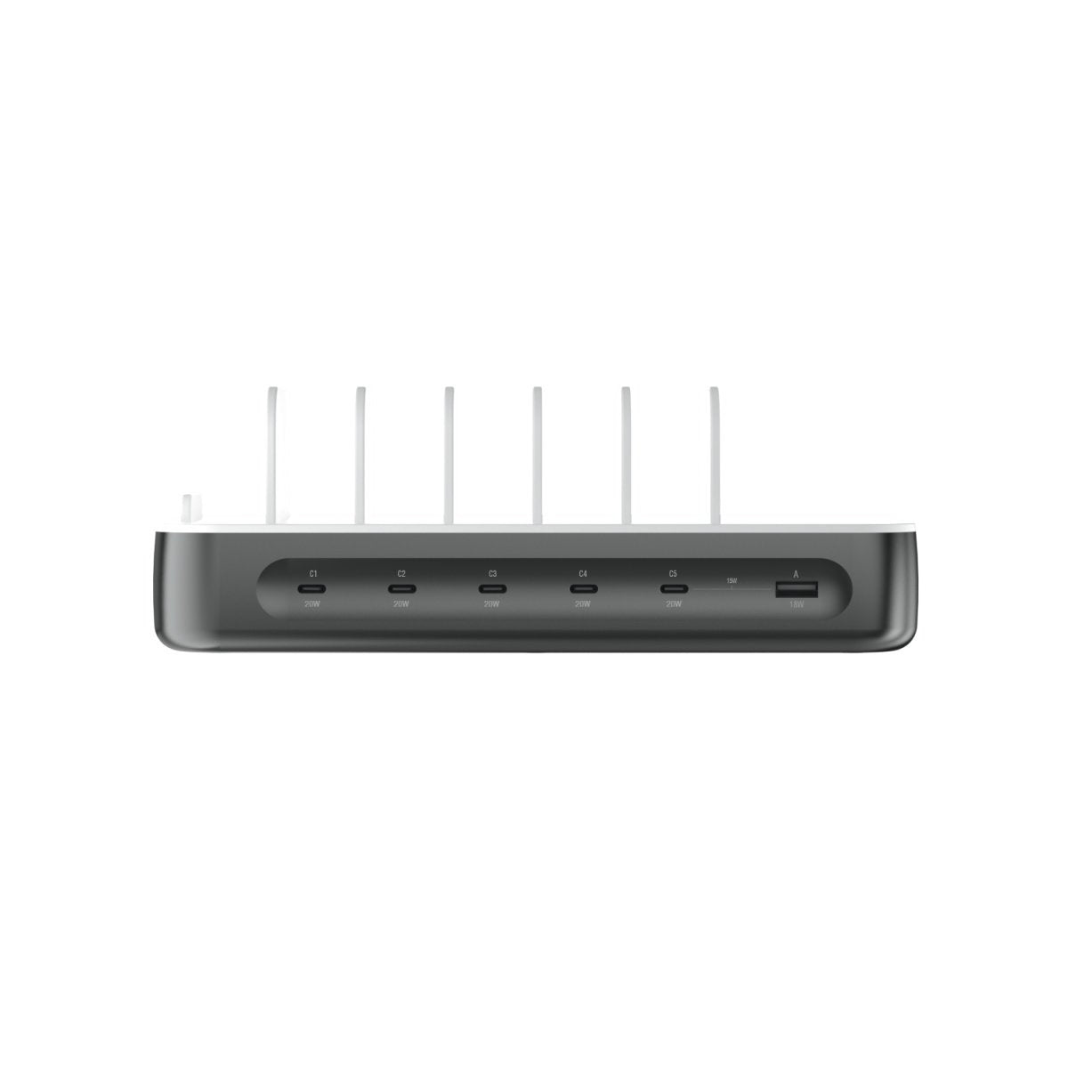 4smarts Ladestation Team 100w 5c 1a Inkl. 6 Cable. Spacegrau