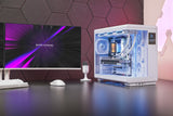 Caja Pc  Atx Mars Gaming Mc-Revpro Pantalla Lcd 4.3" Cristal Templado 4x Ventiladores Argb Blanco