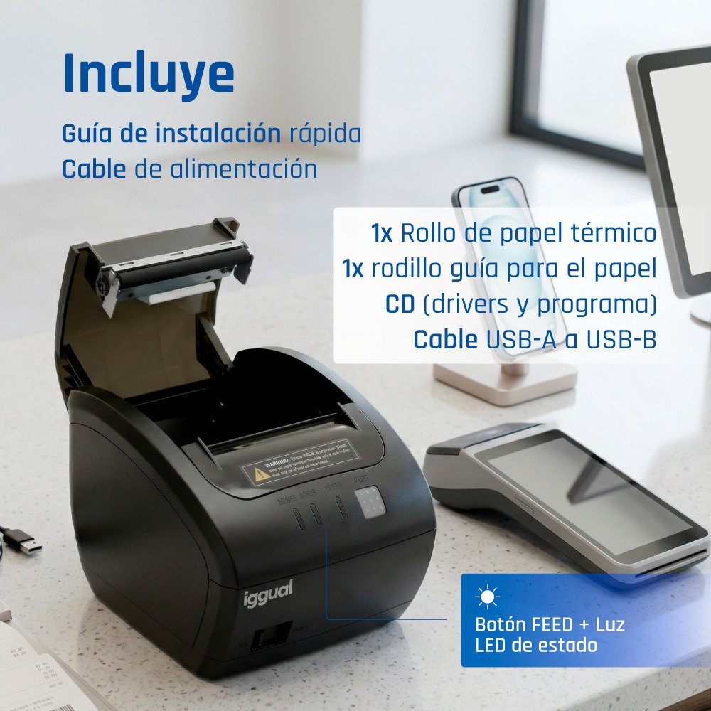 EAN 8435364319178 - iggual TP7001-3I 203 x 203 DPI Alámbrico Transferencia térmica Impresora de recibos imagen 9