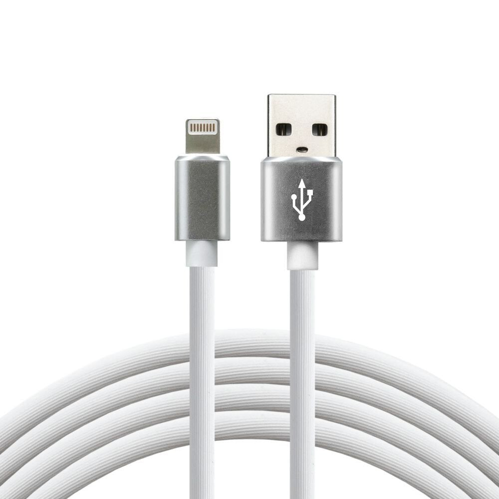 Cable Everactive Usb Lightning 1m - Blanco, Silicona, Soporte De Carga Rápida, 2,4a - Cbs-1iw