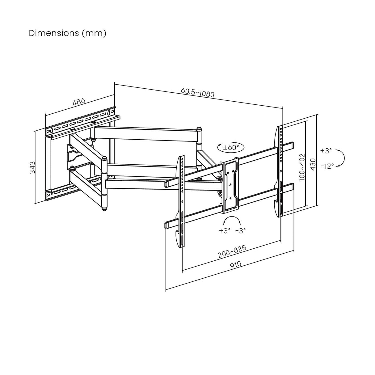 Aisens Soporte Eco Giratorio, Inclinable Y Nivelable Para Monitor/Tv 60kg De 43-90, Negro