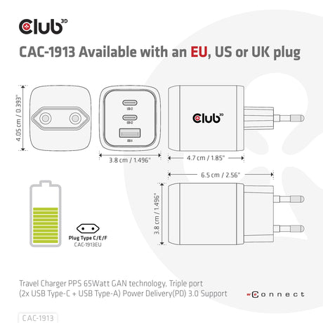 EAN 8719214472658 - CLUB3D CAC-1913 cargador de dispositivo móvil Teléfono móvil, Portátil, Smartphone, Universal Negro Corri imagen 11