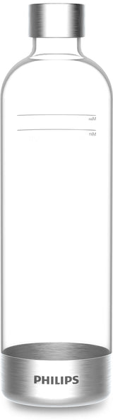 Philips Water Add912 Botella Para Sifón De Soda, Agua Con Gas, Bebidas Corbonatadas, Plástico Y Acero Inoxidable, Transparente, 1 Litro