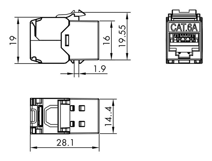Logilink Keystone Jack Cat.6a Stp Dust Cap Type 14.4mm 22-26 Awg, 24 Pieces