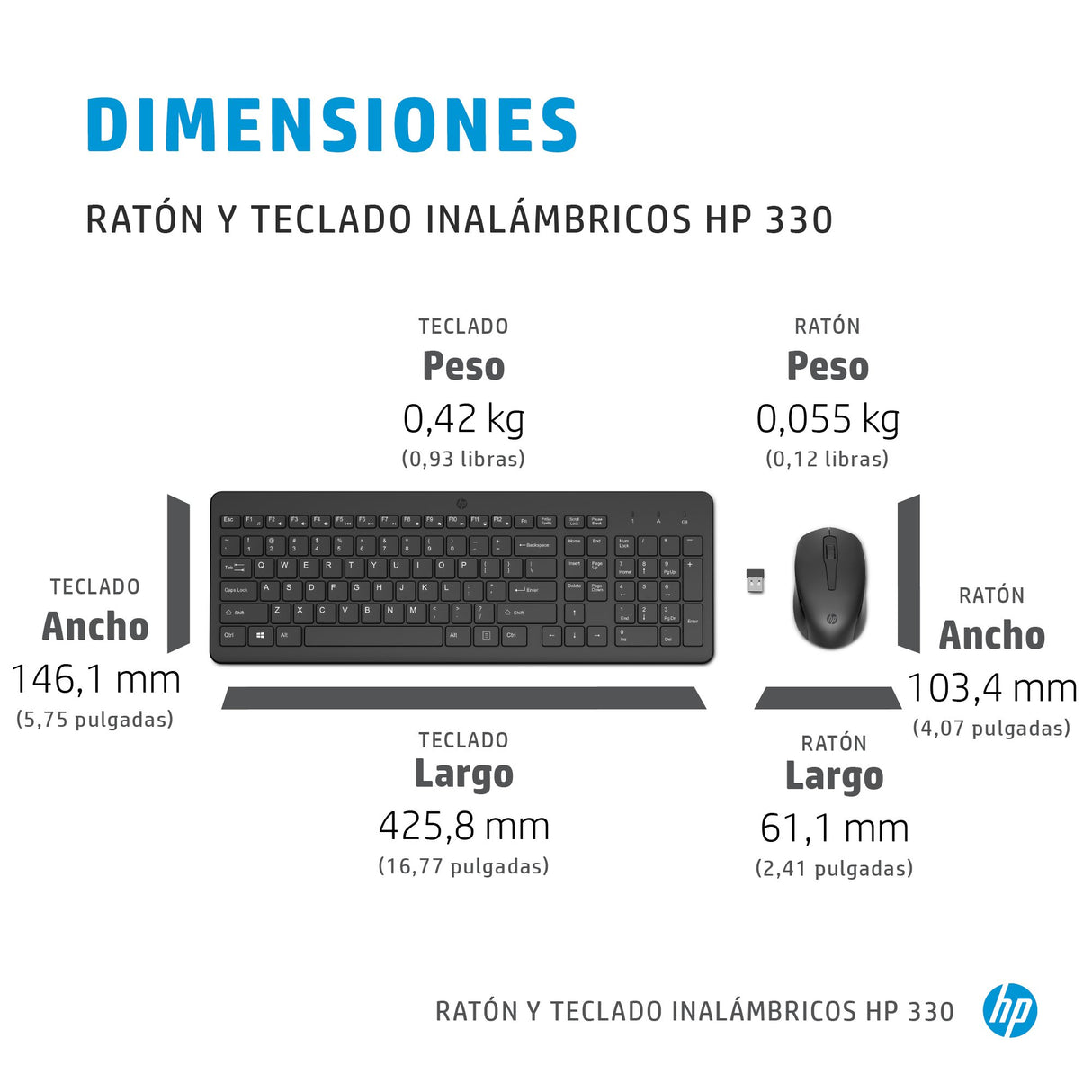 EAN 0197029648860 - HP 300 Wireless Mouse and Keyboard Combination teclado Ratón incluido Universal RF inalámbrico Negro imagen 2