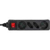 Inline Regleta 4 Tomas 2x Tipo F + 2x Euro Con Interruptor Negro 5m