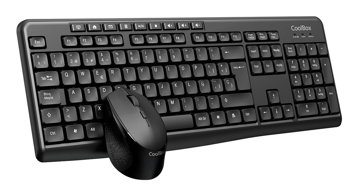Kit Teclado Español  + Raton Coolbox Inalambrico Multimedia Negro Coo Ktr 03w Coo-Ktr-03w