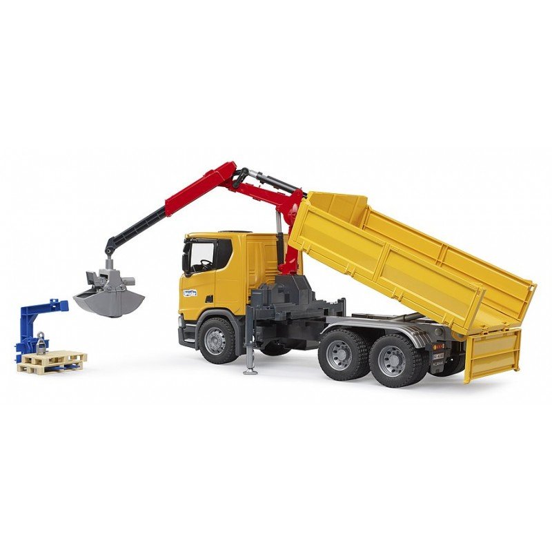 Bruder Scania Super 560r Camión De Obra Con Grúa Y 2 Palés, Modelo De Vehículo 3551
