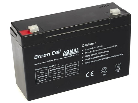 EAN 5902701411473 - Green Cell AGM Battery 6V 12Ah - Batterie - 12.000 mAh Sealed Lead Acid (VRLA) imagen 1