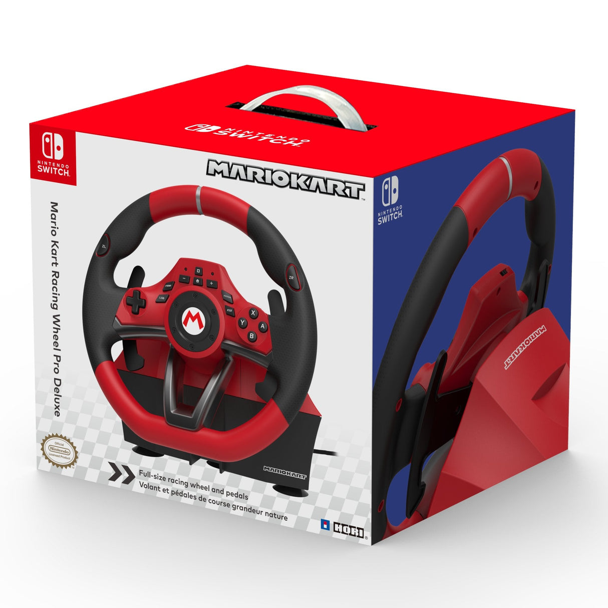 Volante De Carreras Con Pedales Hori Mario Kart Pro Deluxe Botones Programables Levas De Cambio Compatible Nintendo Switch/Pc