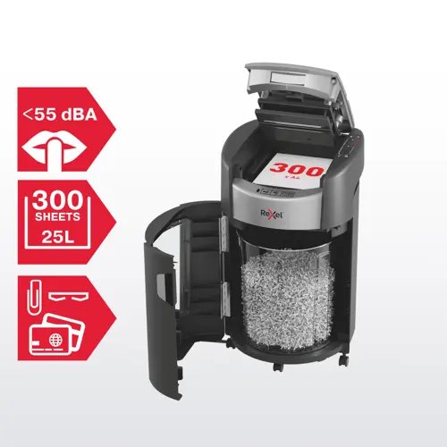 Trituradora Rexel Shredmax Autofeed+ 300x, P4, 300 Hojas, Cubo De 25 L