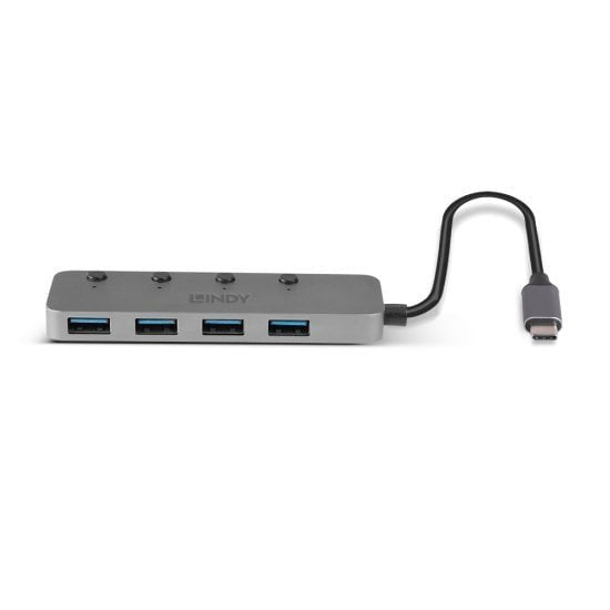 Lindy 43383 Hub De Interfaz Usb 3.2 Gen 1 (3.1 Gen 1) Type-C 5000 Mbit/S Gris