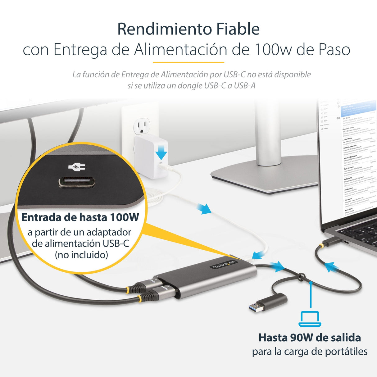 Startech Adaptador Usb-C A Hdmi Doble - Usb Tipo C A 2 Monitores Hdmi - 4k 60hz Pd De 100w 30cm