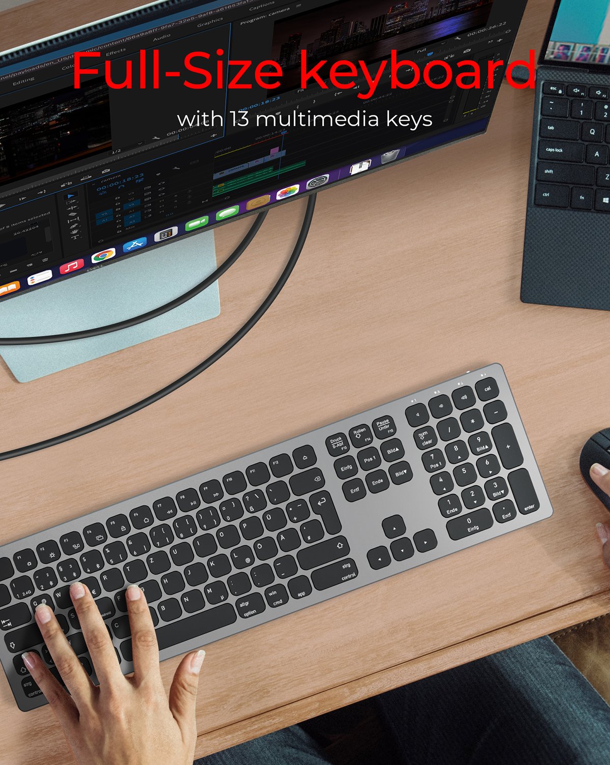 Keysonic Ksk-8023btrf, Teclado Antracita/Negro, Disposición De, Membrana Tipo X 60939