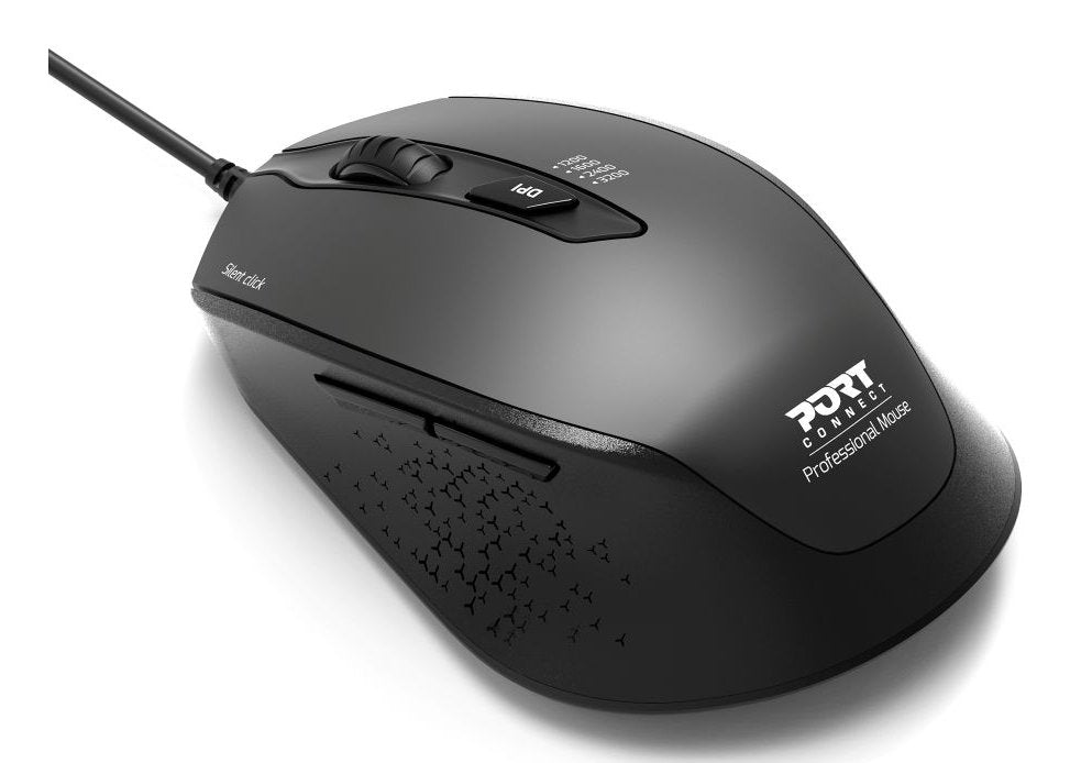 Port Designs Mouse Office Wired Silent Pro - Medium Size - Black - Bulk