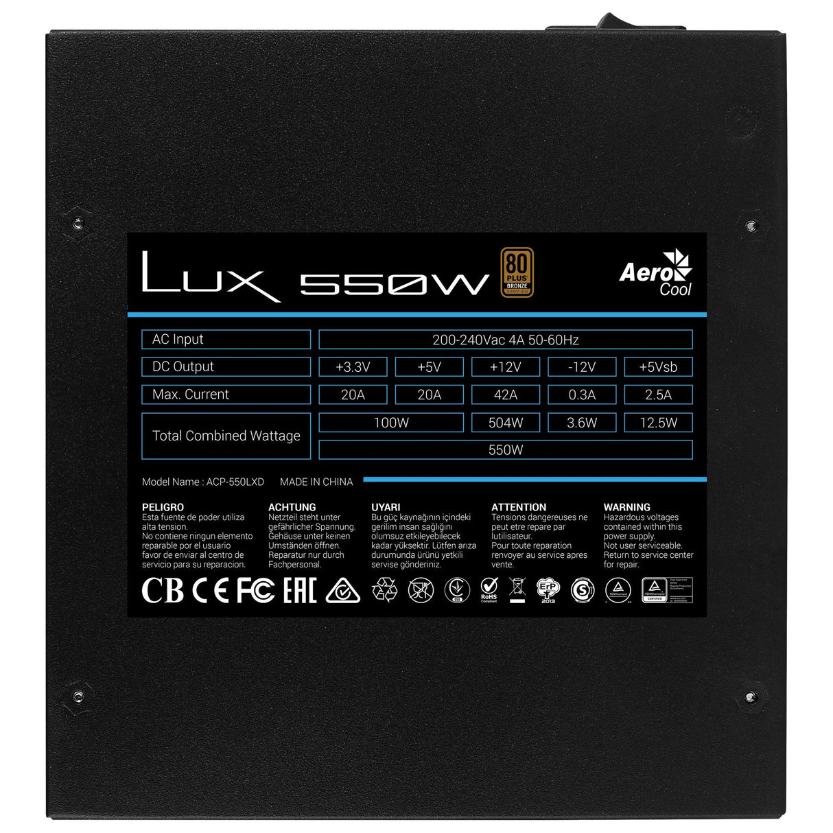 EAN 4718009156234 - Aerocool LUX 550W unidad de fuente de alimentación 20+4 pin ATX ATX Negro imagen 4