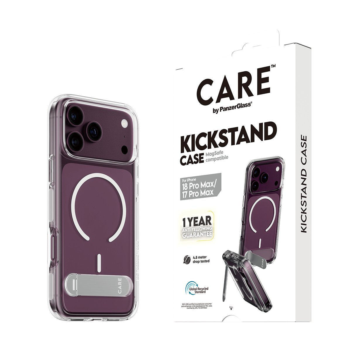 Panzerglass Care Kickmand Case Transp.White Magsafe Iphone 18pro Max/17 Pro Max