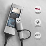 EAN 8595247907943 - Axagon ADE-TXCA Gigabit Ethernet Adapter USB-C+ USB-A - titangrau - Adapter - Digital/Daten 1000 Mbit/s imagen 7