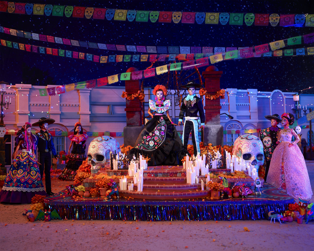 Muñeca Mattel Barbie Signature Día De Muertos 2024 Coleccionable Con Vestido Negro Con Volantes Hrm72