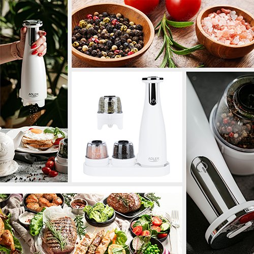 Molinillo Electrico De Sal Y Pimienta Adler Ad 4449w Blanco Mate
