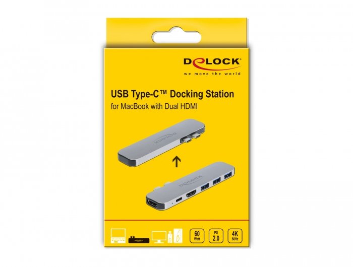 Delock Dockingstation Para Macbook Dual Hdmi 4k / Pd / Hub