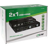 Switch Kvm Inline 2x1 Hdmi, 2x1, Hdmi 4k2k, Hub Usb 2.0, Con Audio