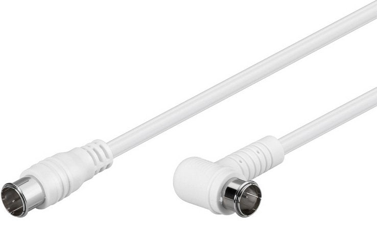 Sat Connection Cable Angled, F-Quick, 100% Shielded, White,
