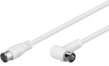 Sat Connection Cable Angled, F-Quick, 100% Shielded, White,