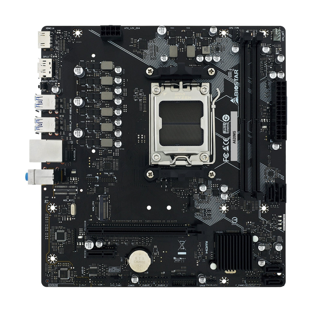Placa Base Pb Biostar A620ms Skt Am5 2xddr5 5200mhz 1xhdmi 1xdp 1xm.2