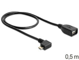Delock Cable Usb Micro-B Macho > Usb 2.0-A Hembra Otg 50 Cm Angular