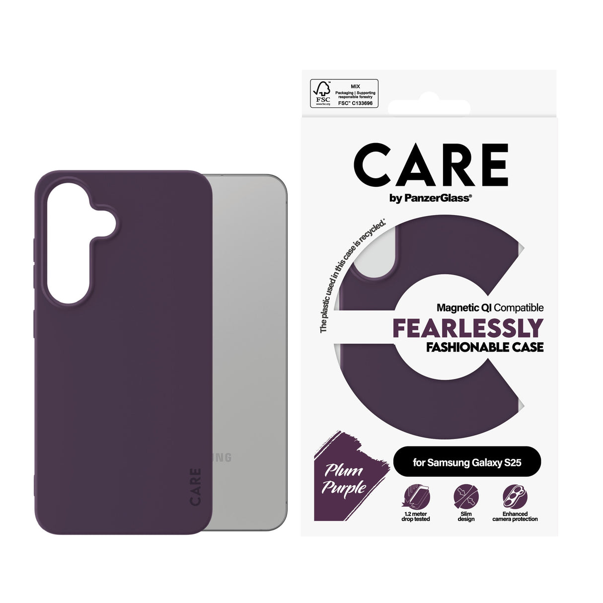 EAN 5715685016585 - PanzerGlass CARE™ by ® Case Plum Purple w. Qi Compatible Samsung Galaxy S25 funda para teléfono móvil Púr imagen 2