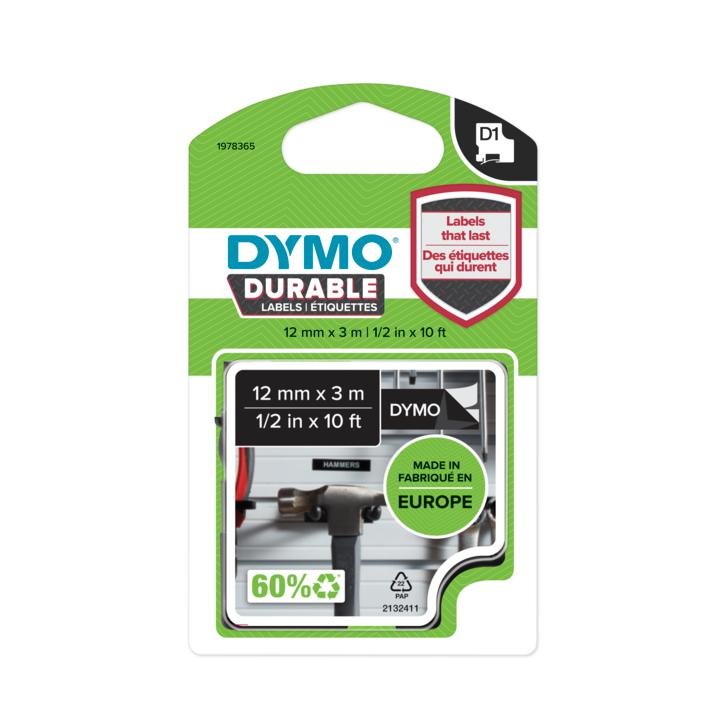 Dymo D1 Cinta Vinyl 12mmx3.0m Blanco ->Negro