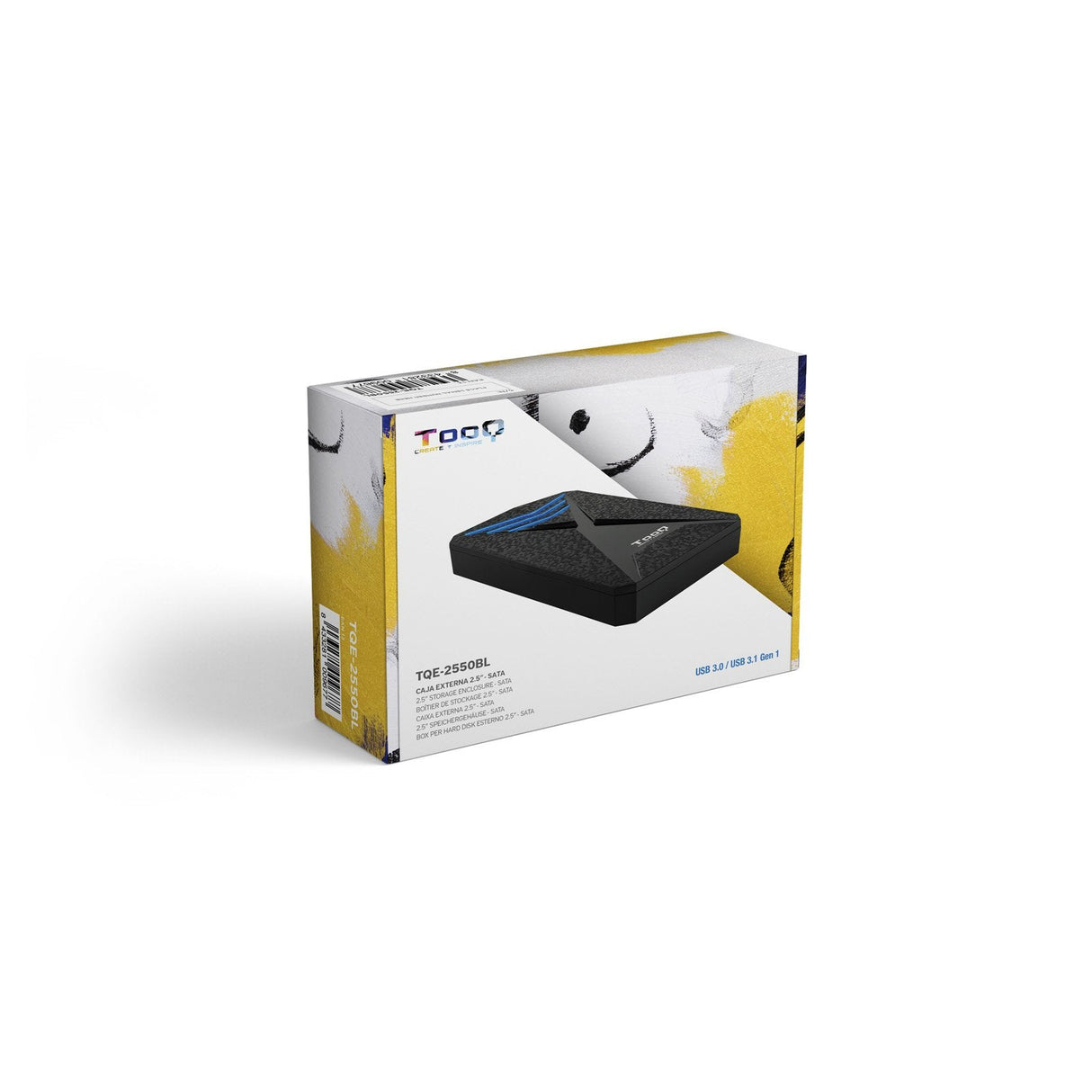 Tooq Carcasa Externa Gaming Hdd/Sdd 2.5" Hasta 9.5mm Sata Usb 3.0/3.1 Gen 1 - Iluminacion Led Azul - Sin Tornillos -