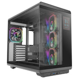 Caja Pc  Atx Mars Gaming Mc-Revpro Pantalla Lcd 4.3" Cristal Templado 4x Ventiladores Argb Black