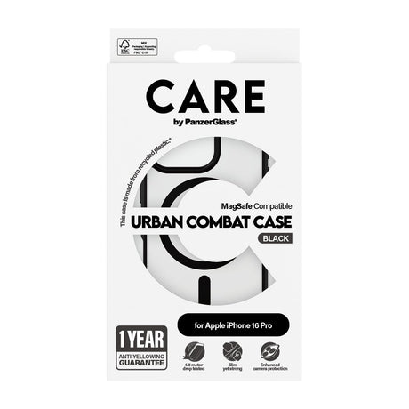 EAN 5715685004247 - PanzerGlass CARE™ by ® Urban Combat Case Transparent w. Black Frame & MagSafe iPhone 16 Pro funda para te imagen 3