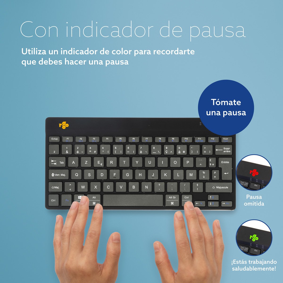 R-Go Tools Compact Break Rgocofrwlbl Teclado Bluetooth Azerty Francés Negro