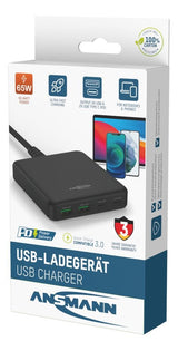 Ansmann Cargador Usb De Escritorio Dc465pd Negro, 65 Vatios, Pd, Quick Charge 3.0 1001-0141