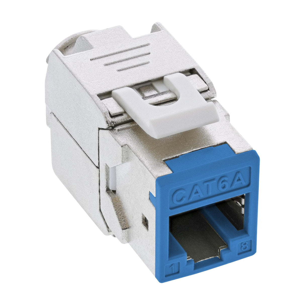 8 Piezas Pack Jack Inline Keystone Rj45, Blindado, Cat.6a, Azul