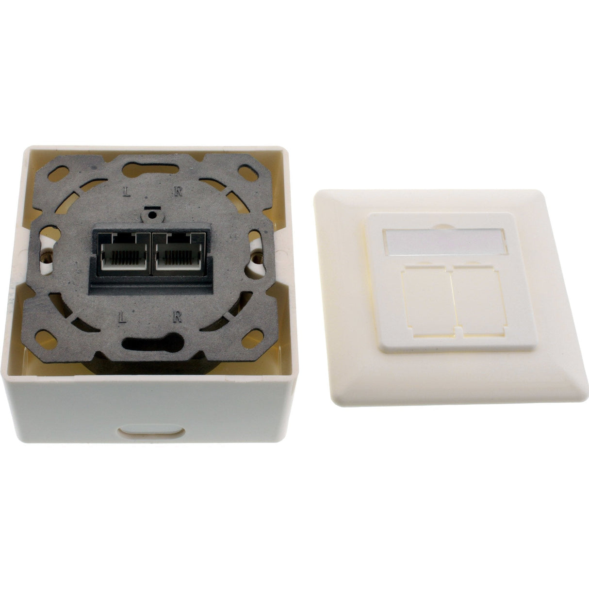 Inline Wall Plate Cat.6a Montaje En Superficie 2x Rj45 Hembra Ral9010 Blanco
