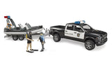 Camioneta De Policía Bruder Ram 2500, Módulo L+S, Remolque Con Bote (Negro/Blanco, Incl. 2 Figuras)
