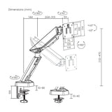 Aisens Soporte De Mesa Gaming Contrapeso Giratorio E Inclinable Para Monitor/Tv 16kg (3 Pivotes, 1 Brazo) De 17-49, Negro-Blanco