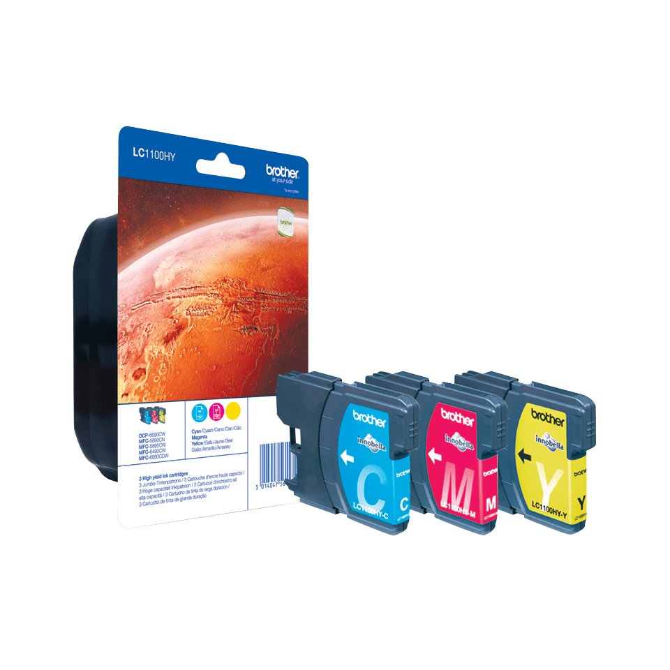 Brother Tinta Lc-1100hy Rainbow C/Y/M Cyan, Magenta, Yellow, Blister