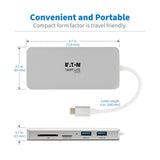 Tripp Lite Estación De Conexión Usb-C Type-C, 4k @ 30 Hz, Hdmi, Thunderbolt 3, Usb-A Hub, Carga Pd, Sd Micro Sd, Gbe - Plata