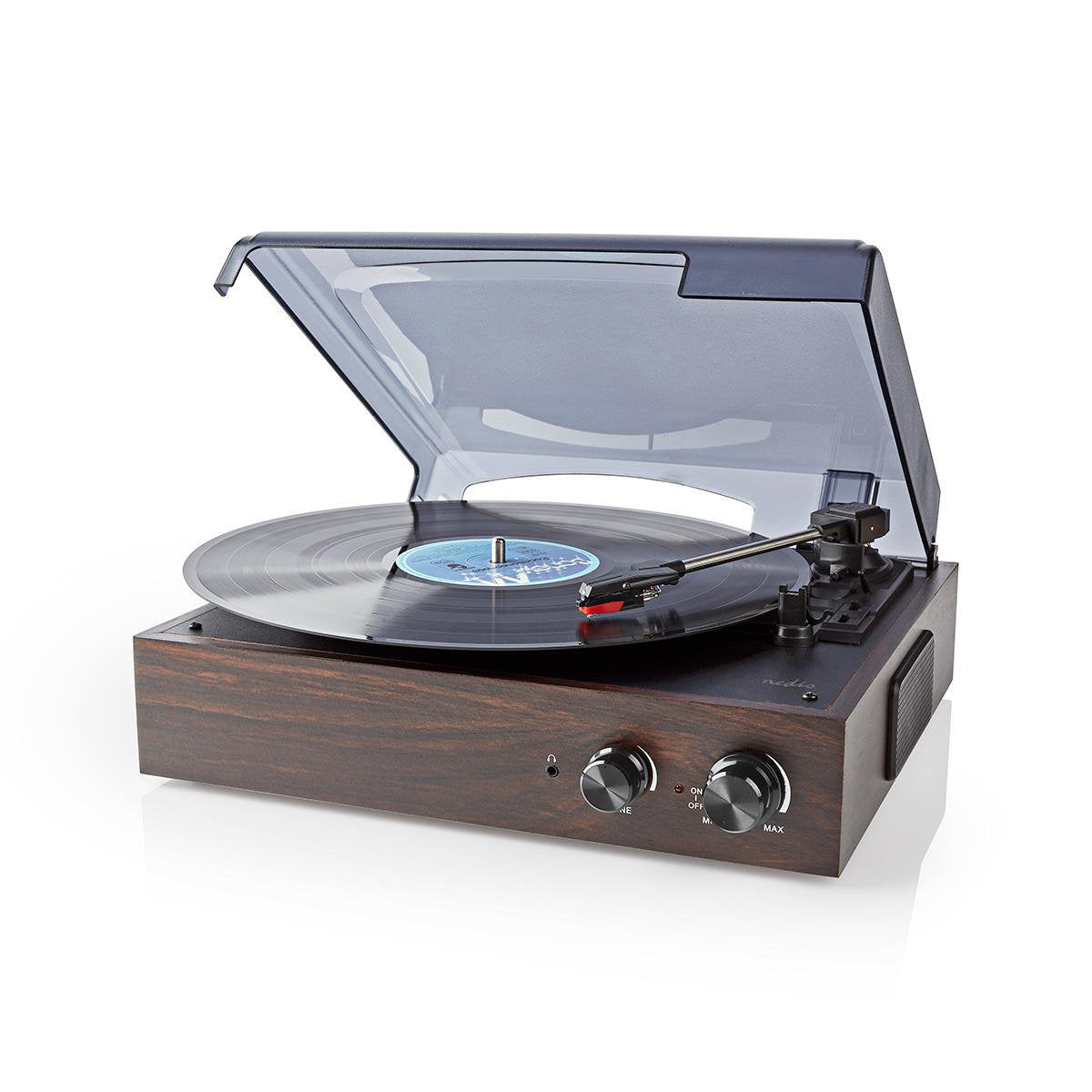 Nedis Tocadiscos 33  45  78 Rpm  18 W Conversión A Mp3  Abs  Mdf  Marrón