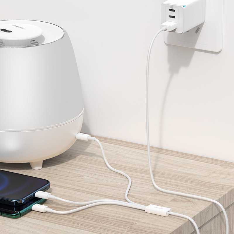 Baseus Cable Superior Series 3-In-1 Fast Charging Data Cable Usb To M+L+C 3.5a 1.5m White (Camltys-02)
