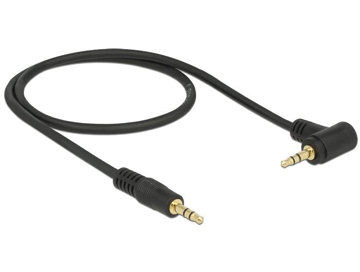 Cable Conector De  De Audio Delock Conector De 3,5 Mm > Conector De 3,5 Mm Negro, 1 Metro, En Ángulo 83754