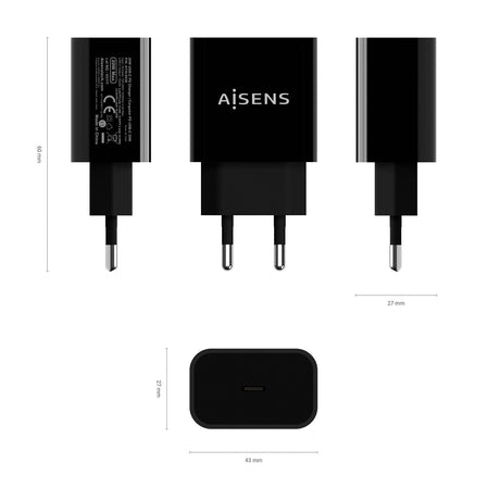 EAN 8436574706154 - AISENS A110-0538 cargador de dispositivo móvil Universal Corriente alterna Carga rápida Interior imagen 3