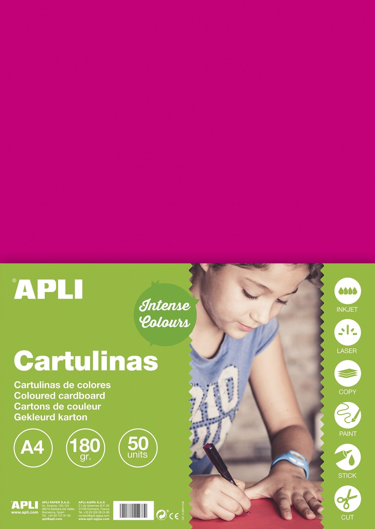 Apli Cartulina Fucsia A4 170g 50 Hojas
